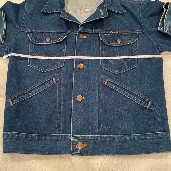 WRANGLER Vintage Blue Jean No Faults Denim Slant Pocket Made in USA Jacket | GUC - Picture 4 of 13